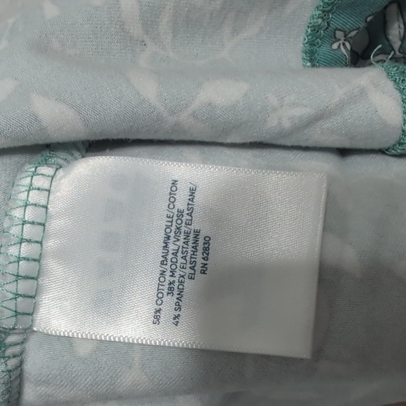 Lands End Faux Wrap Dress Modal Sage Teal White Leaf Floral Twist Summer Size 1X - Picture 7 of 12